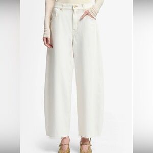 7 For All Mankind Cream Wide Leg Jeans